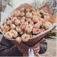 Букет 21 кремовая роза 60см.