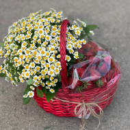 Корзинка" Ромашки и клубничка" Корзинка" Ромашки и клубничка"